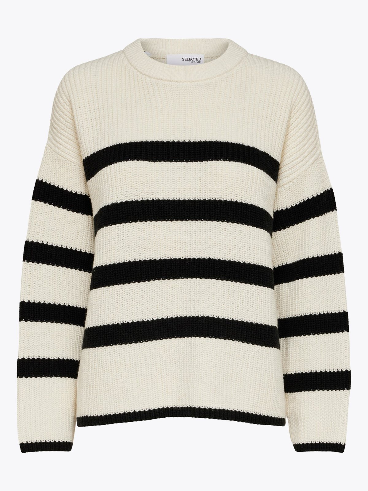 Selected Femme Bloomie Long Sleeve Knit O-Neck Snow White