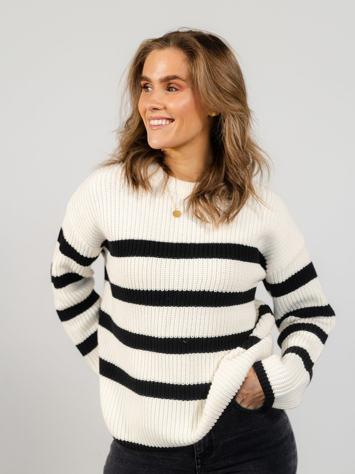 Selected Femme Bloomie Long Sleeve Knit O-Neck Snow White