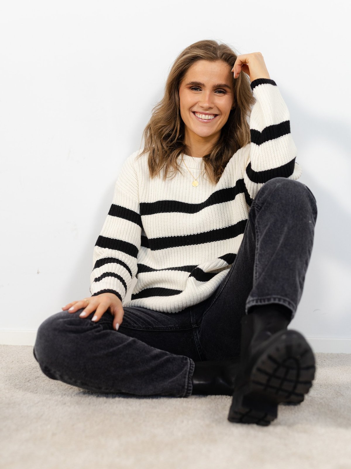 Selected Femme Bloomie Long Sleeve Knit O-Neck Snow White