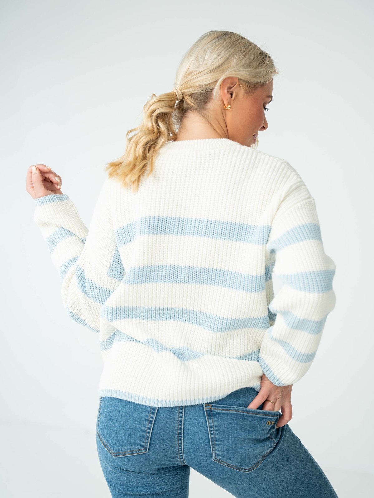 Selected Femme Bloomie Long Sleeve Knit O-Neck Cashmere Blue