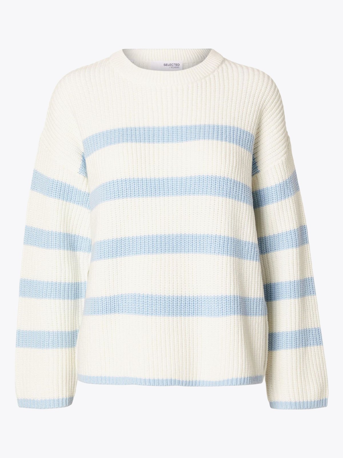 Selected Femme Bloomie Long Sleeve Knit O-Neck Cashmere Blue
