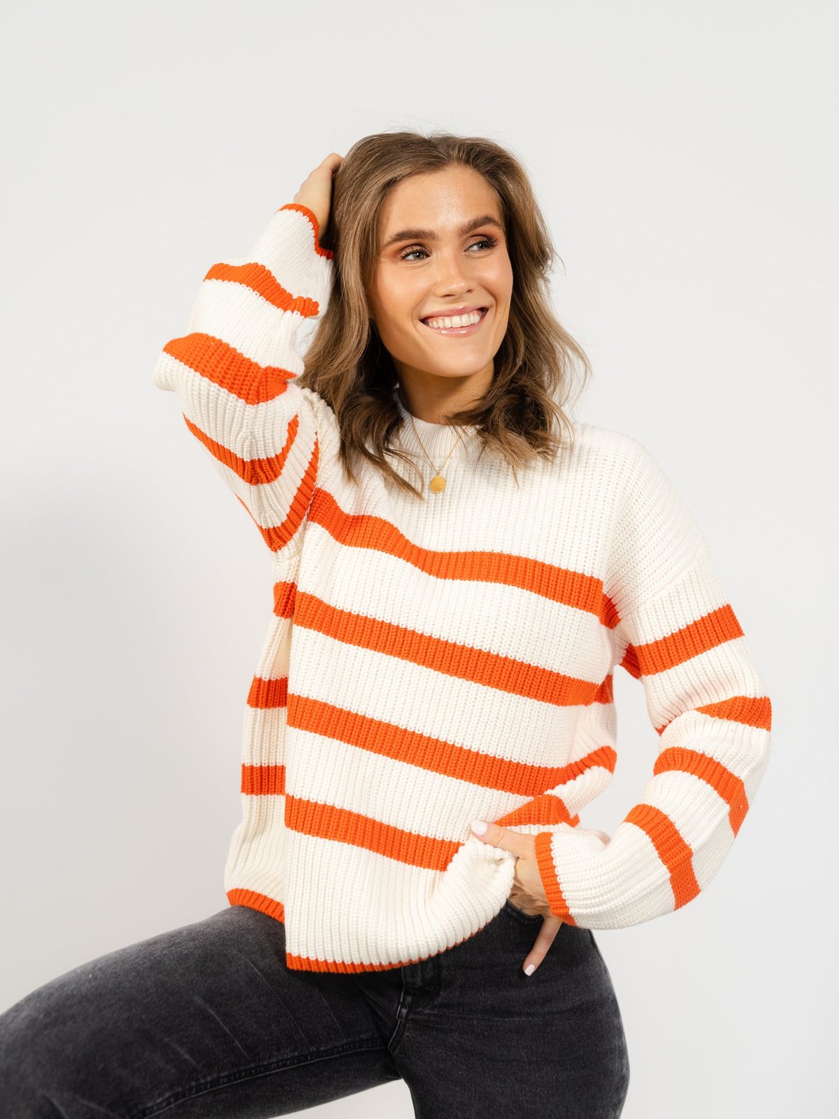 Selected Femme Bloomie Long Sleeve Knit O-Neck Orangeade