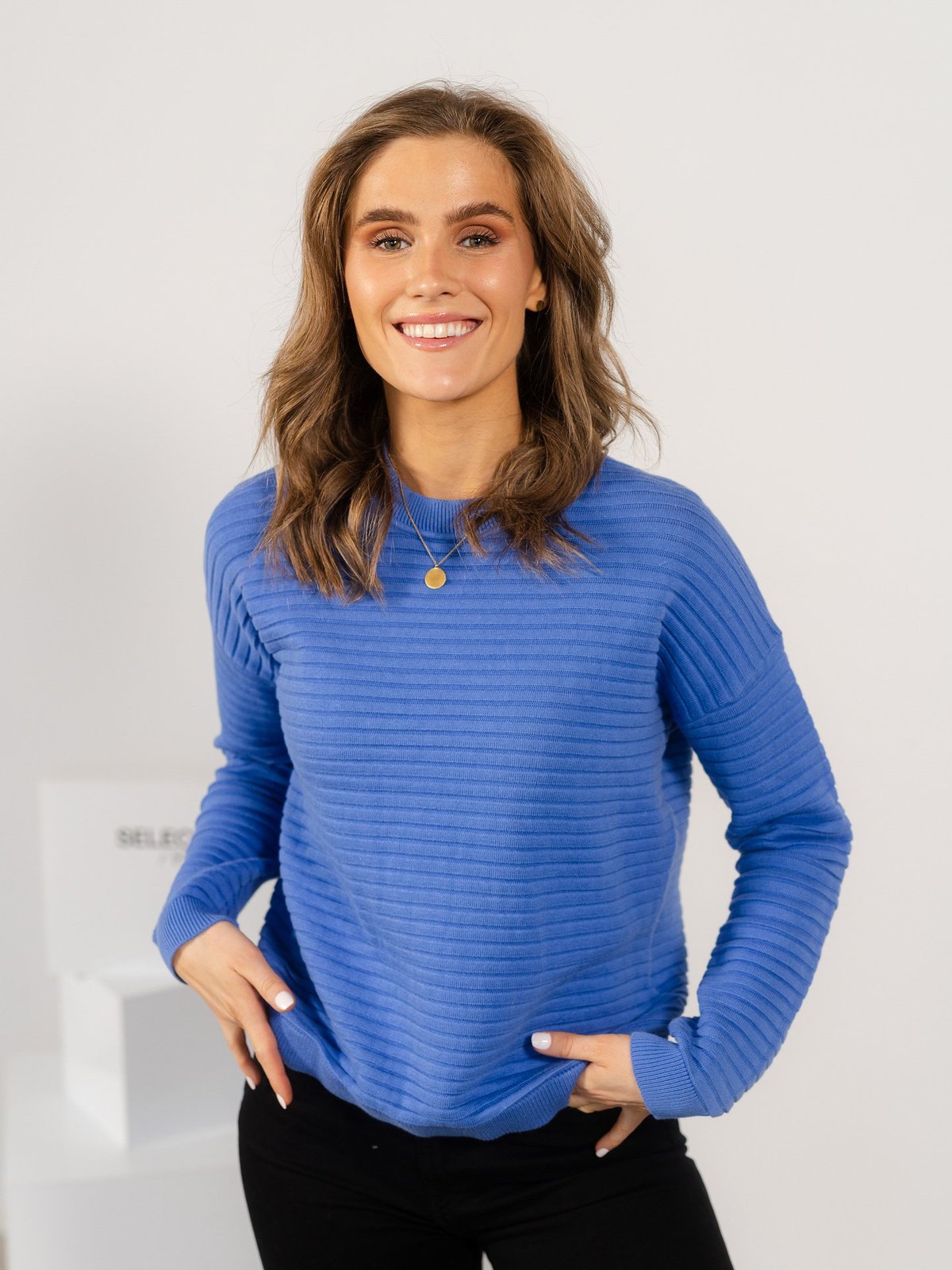 Selected Femme Laurina Long Sleeve Knit O-Neck Ultramarine