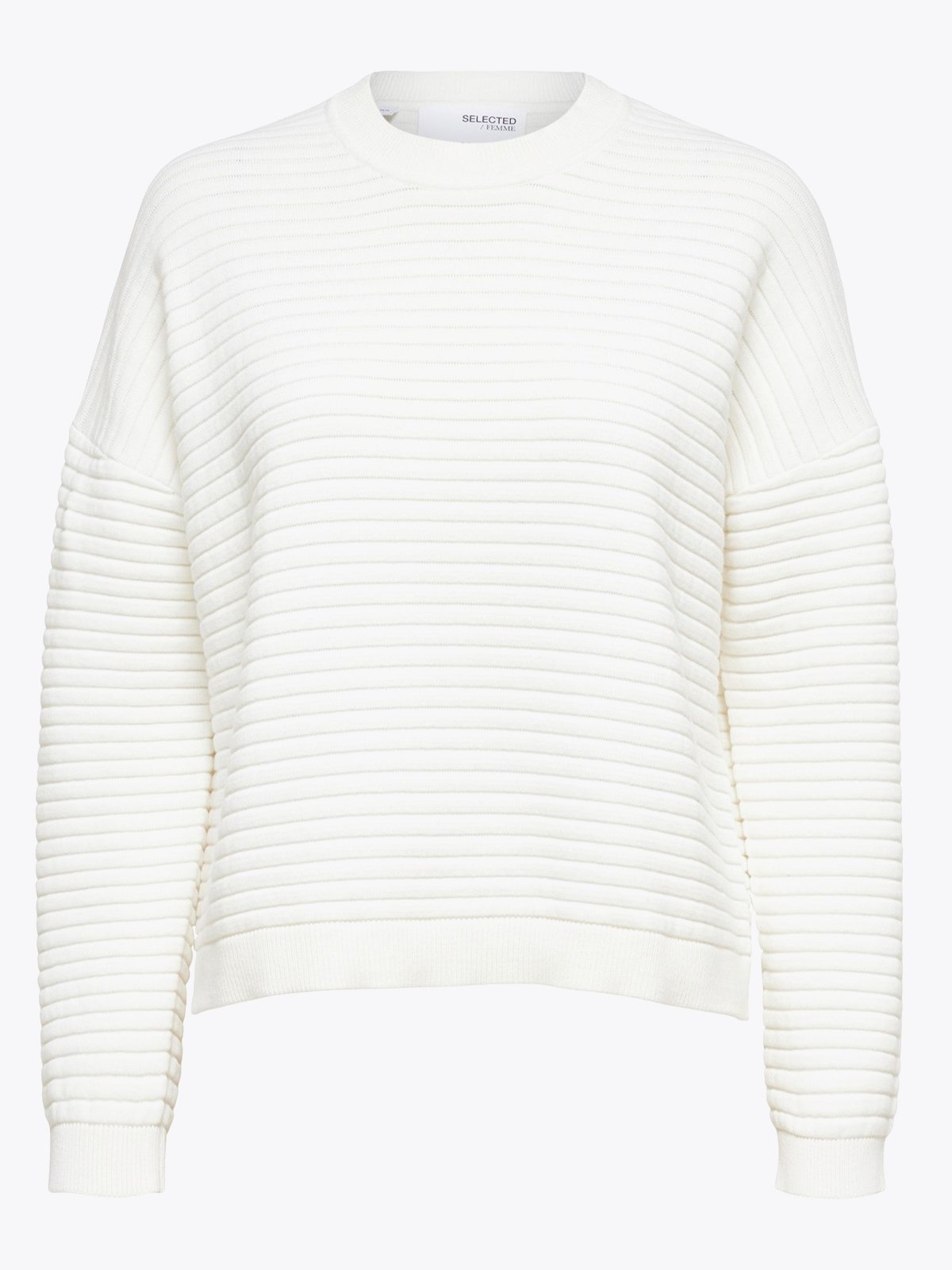 Selected Femme Laurina Long Sleeve Knit O-Neck Snow White