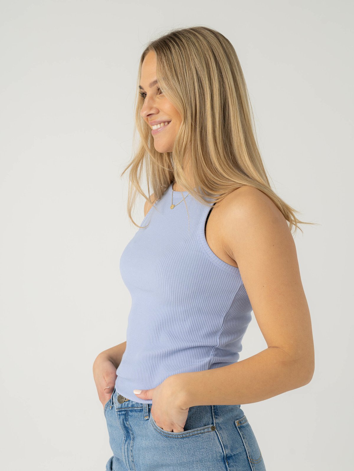 Selected Femme Anna O-Neck Tank Top Blue Hero