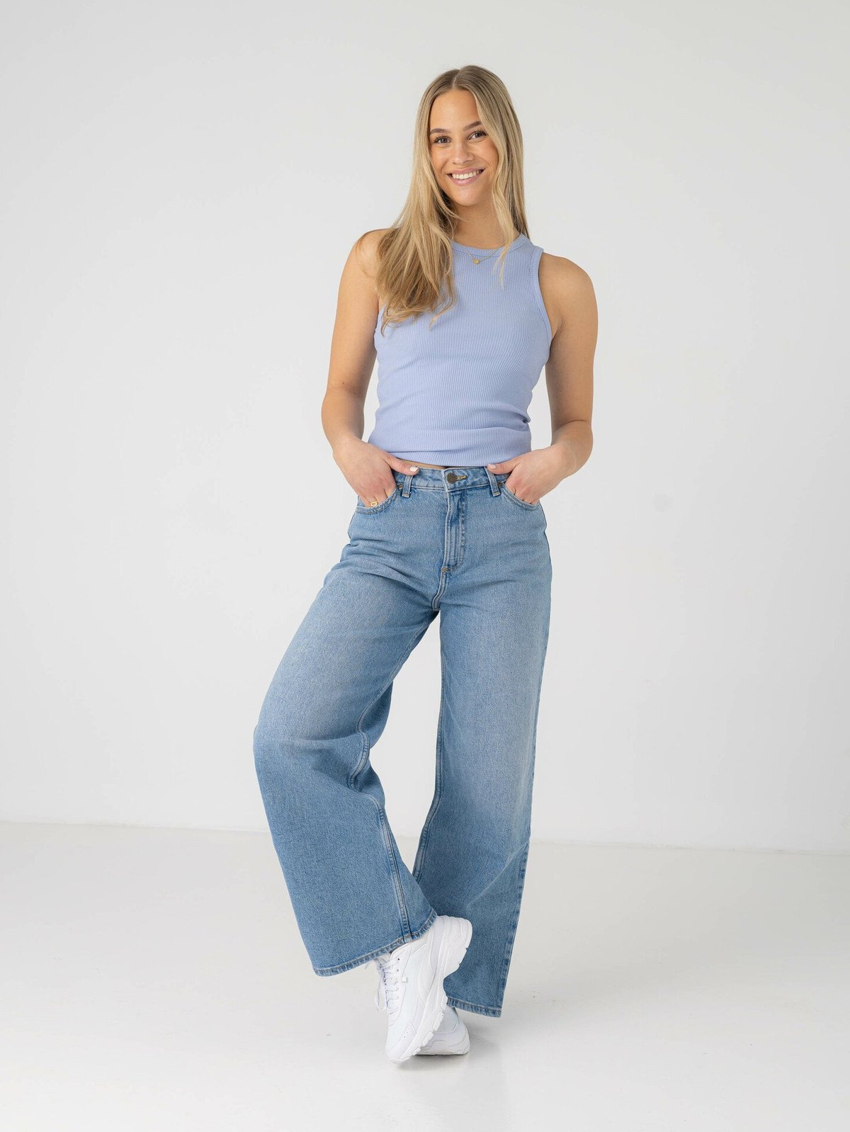 Selected Femme Anna O-Neck Tank Top Blue Hero