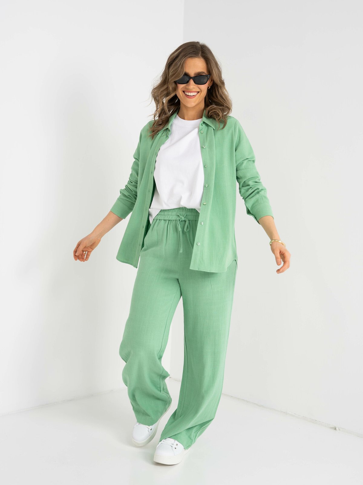 Selected Femme Viva Gulia High Waist Long Sun Pant Absinthe Green