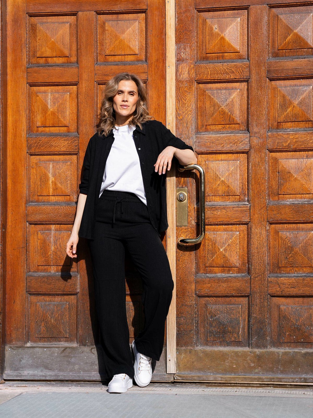 Selected Femme Viva Gulia High Waist Long Sun Pant Black