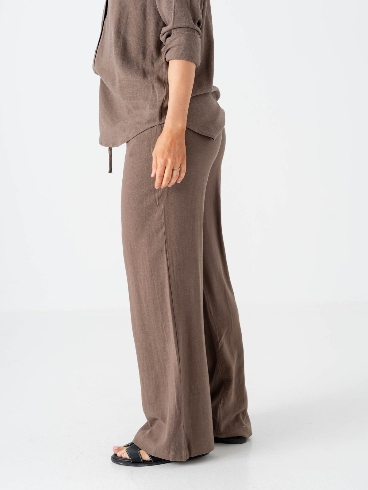 Selected Femme Viva Gulia High Waist Long Sun Pant Chocolate Chip