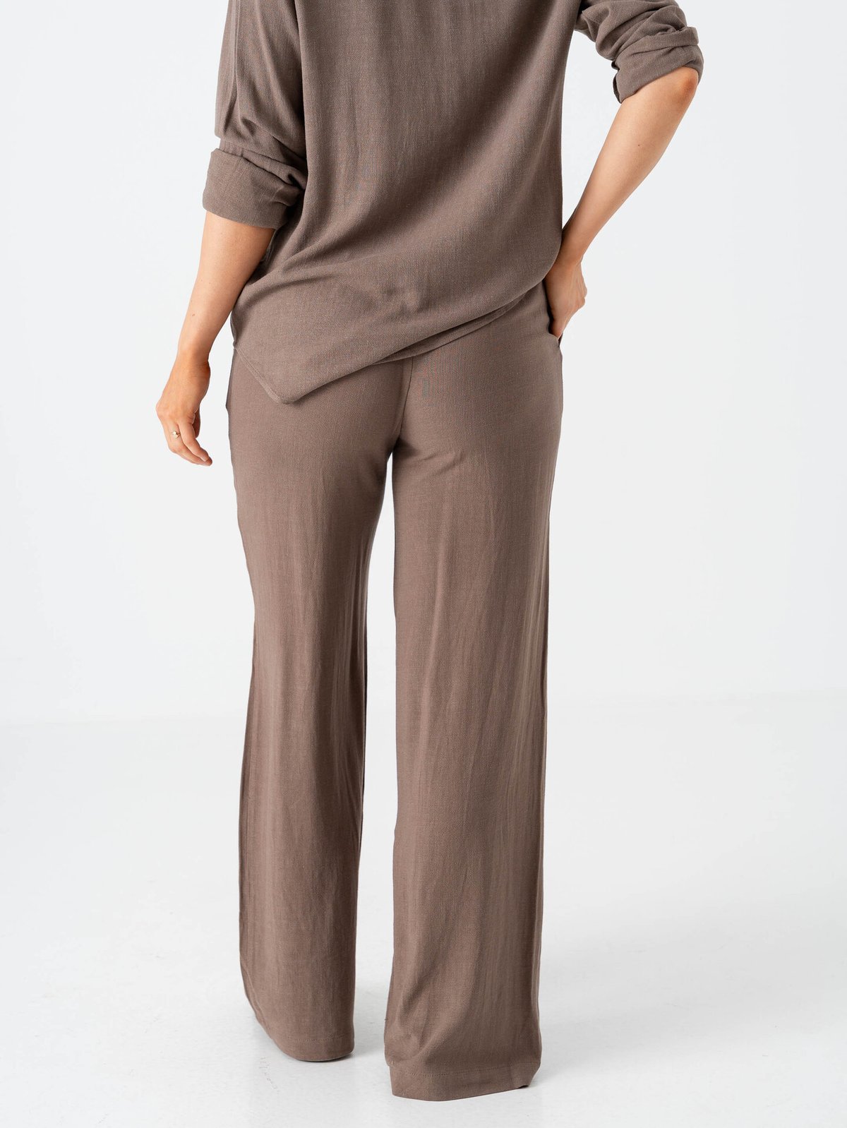 Selected Femme Viva Gulia High Waist Long Sun Pant Chocolate Chip