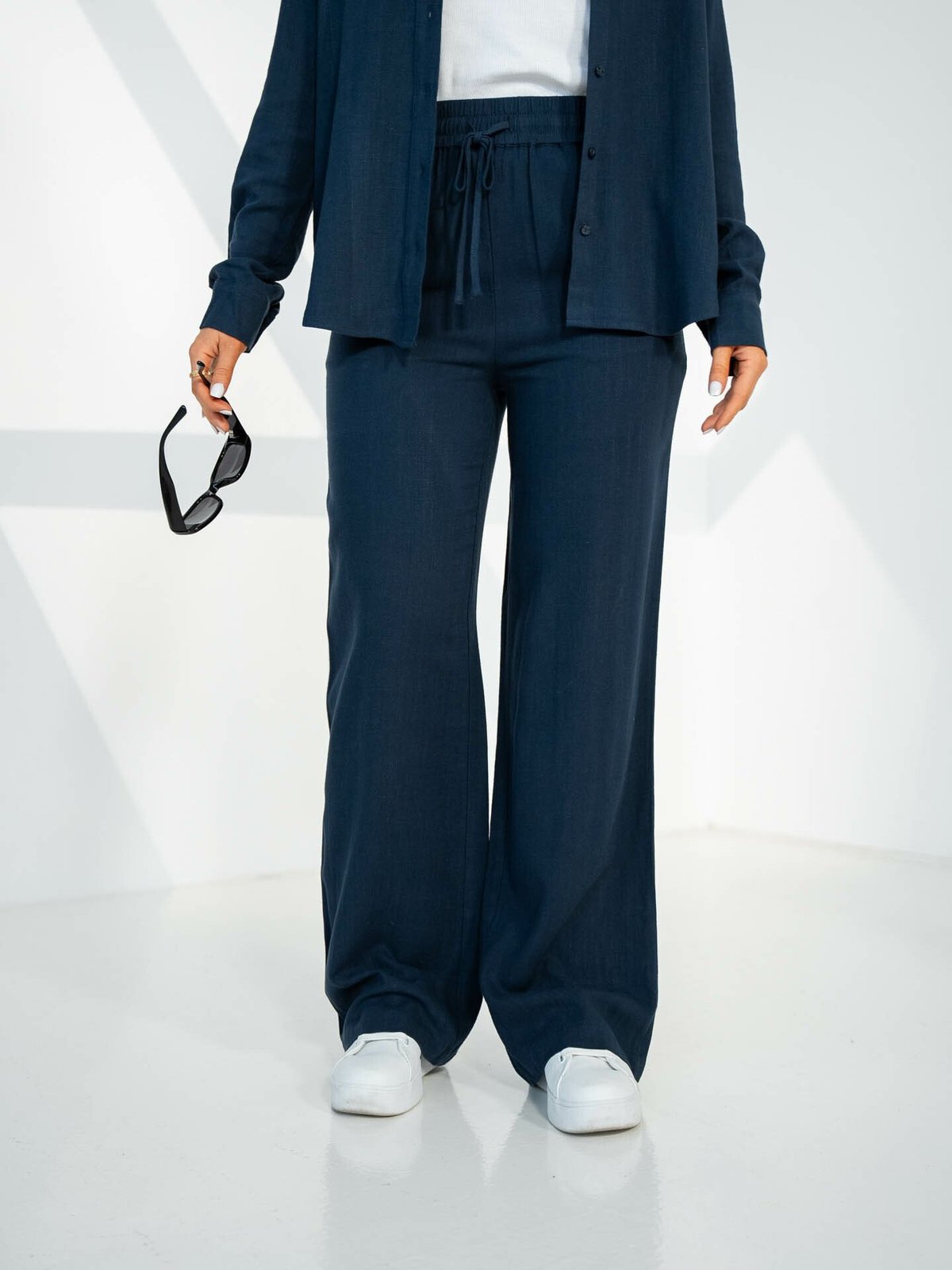 Selected Femme Viva Gulia High Waist Long Sun Pant Dark Sapphire