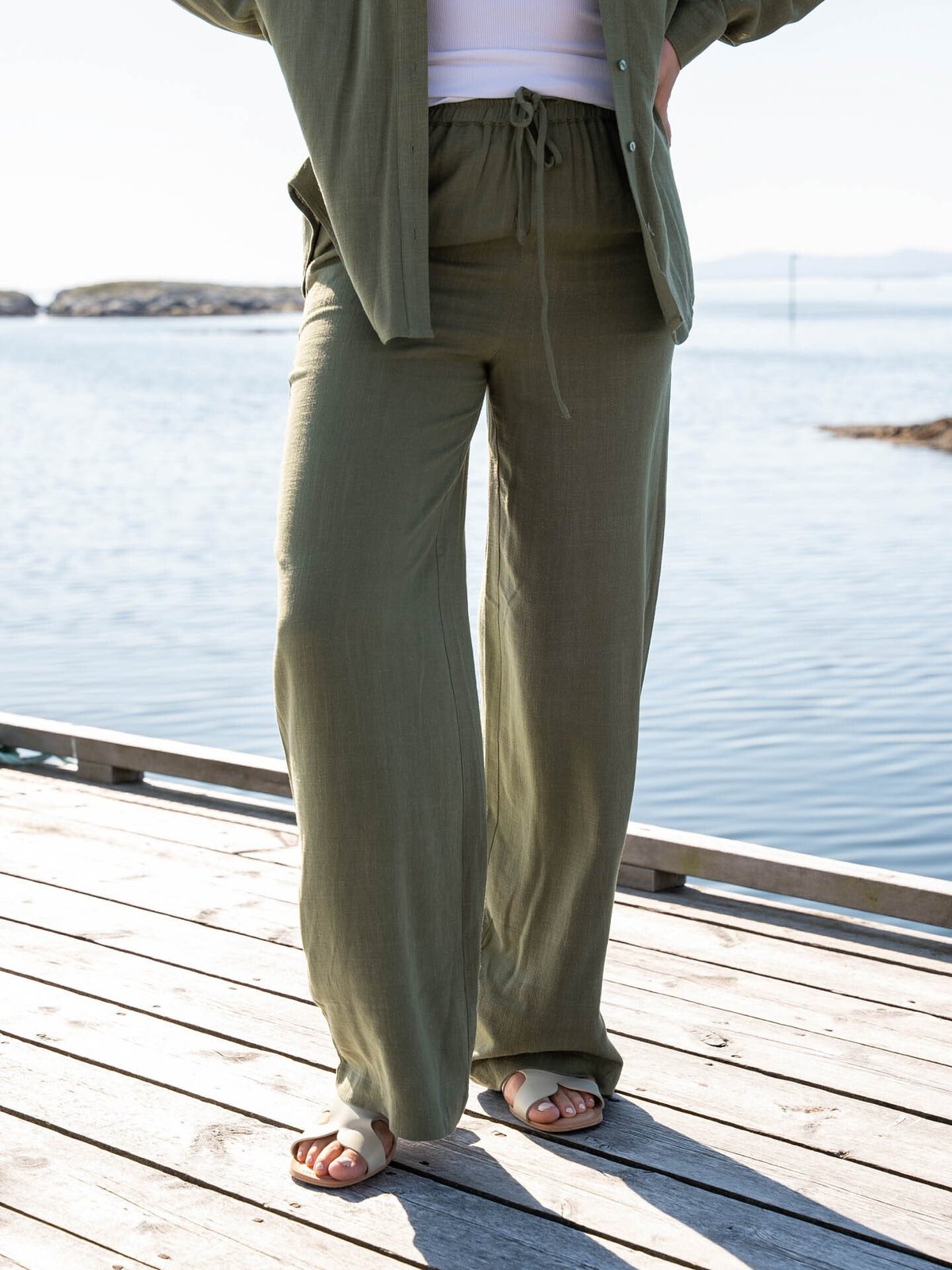 Selected Femme Viva Gulia High Waist Long Sun Pant Olivine