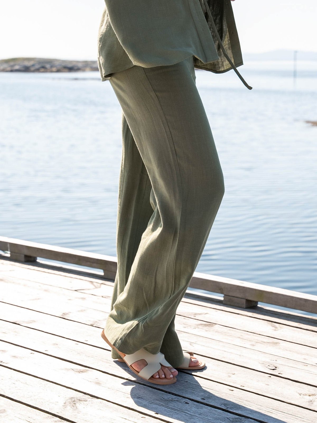 Selected Femme Viva Gulia High Waist Long Sun Pant Olivine