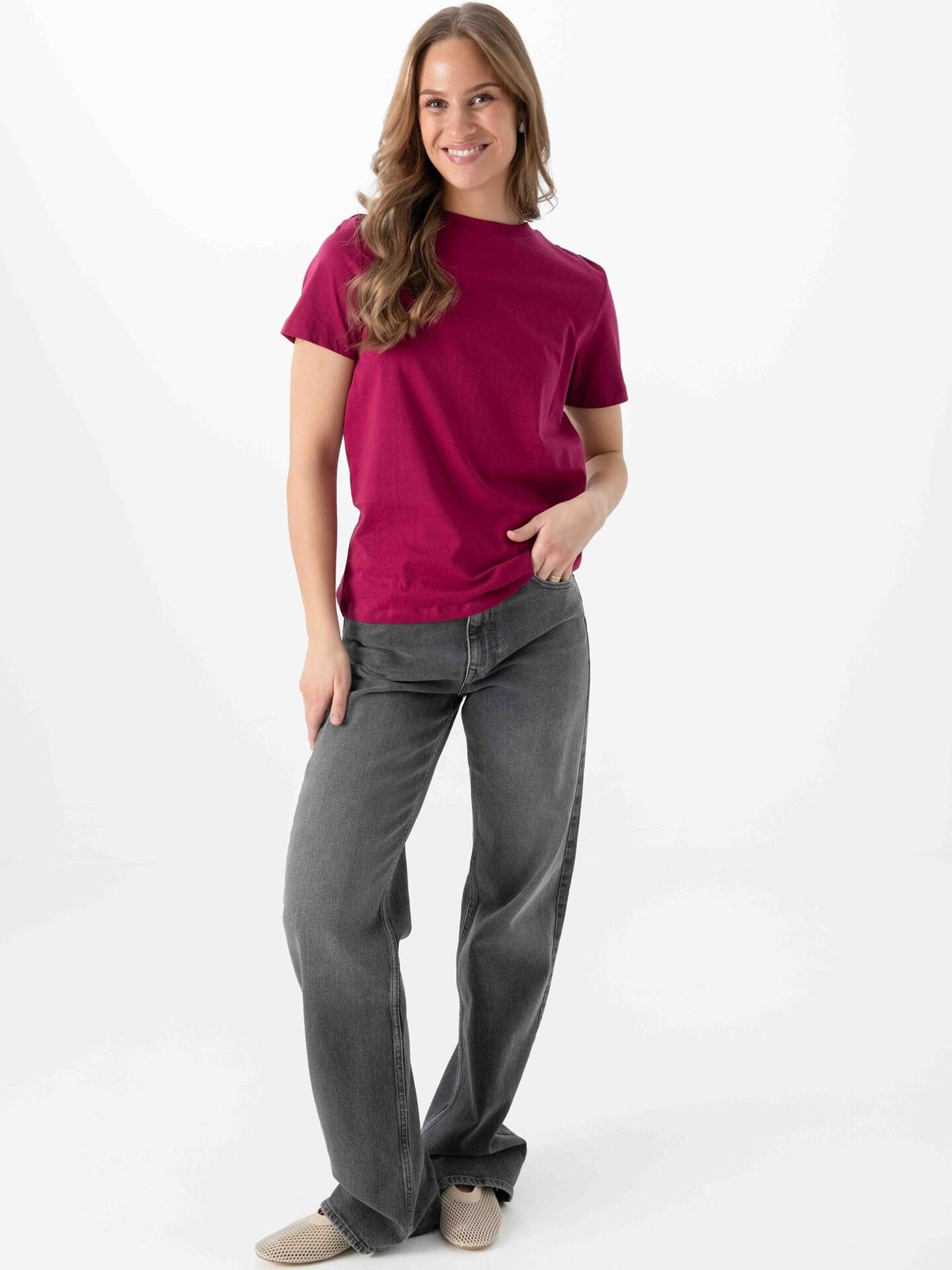 Selected Femme My Essential Short Sleeve O-Neck Tee Anemone