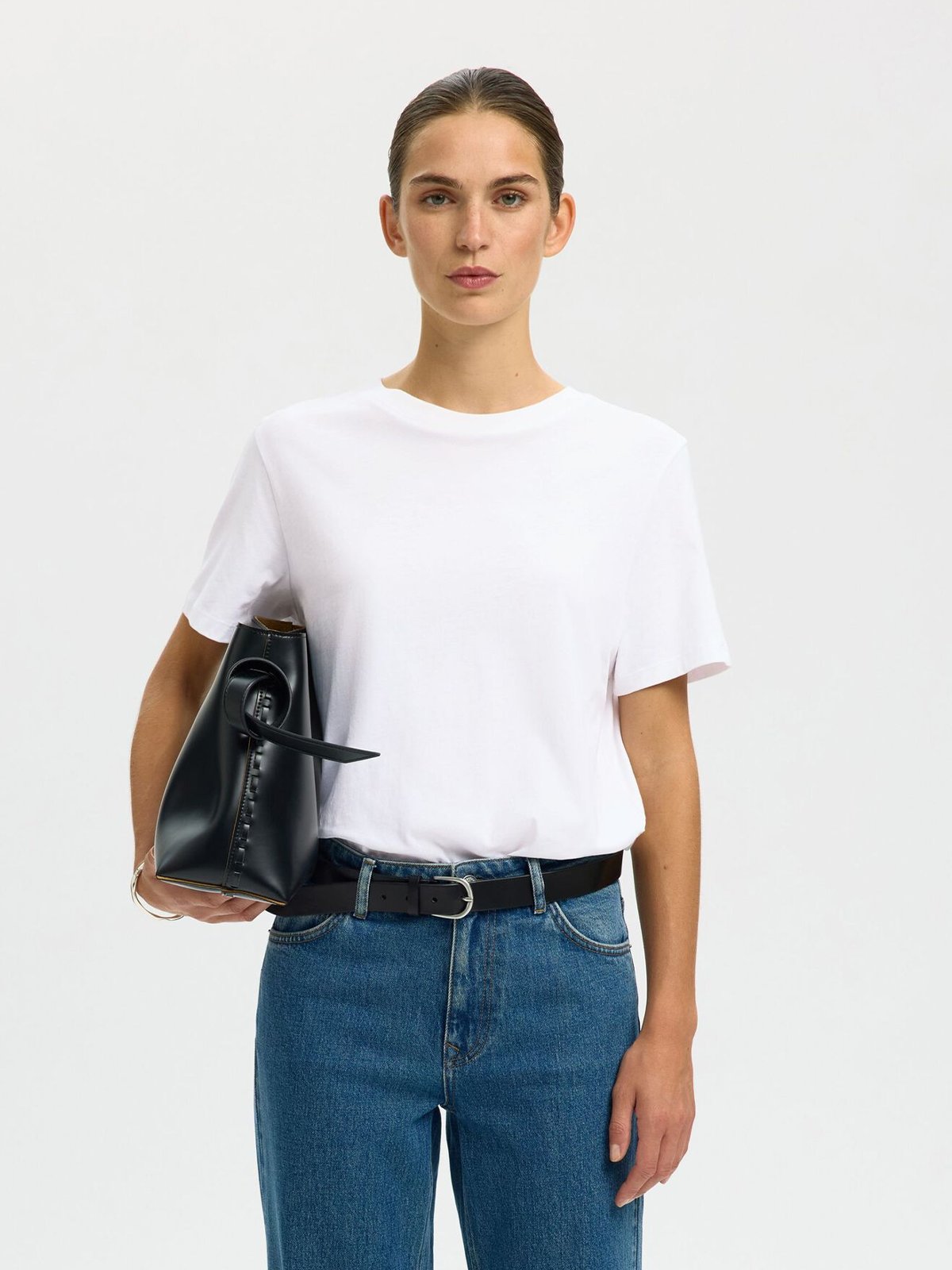 Selected Femme My Essential Short Sleeve O-Neck Tee Bright White