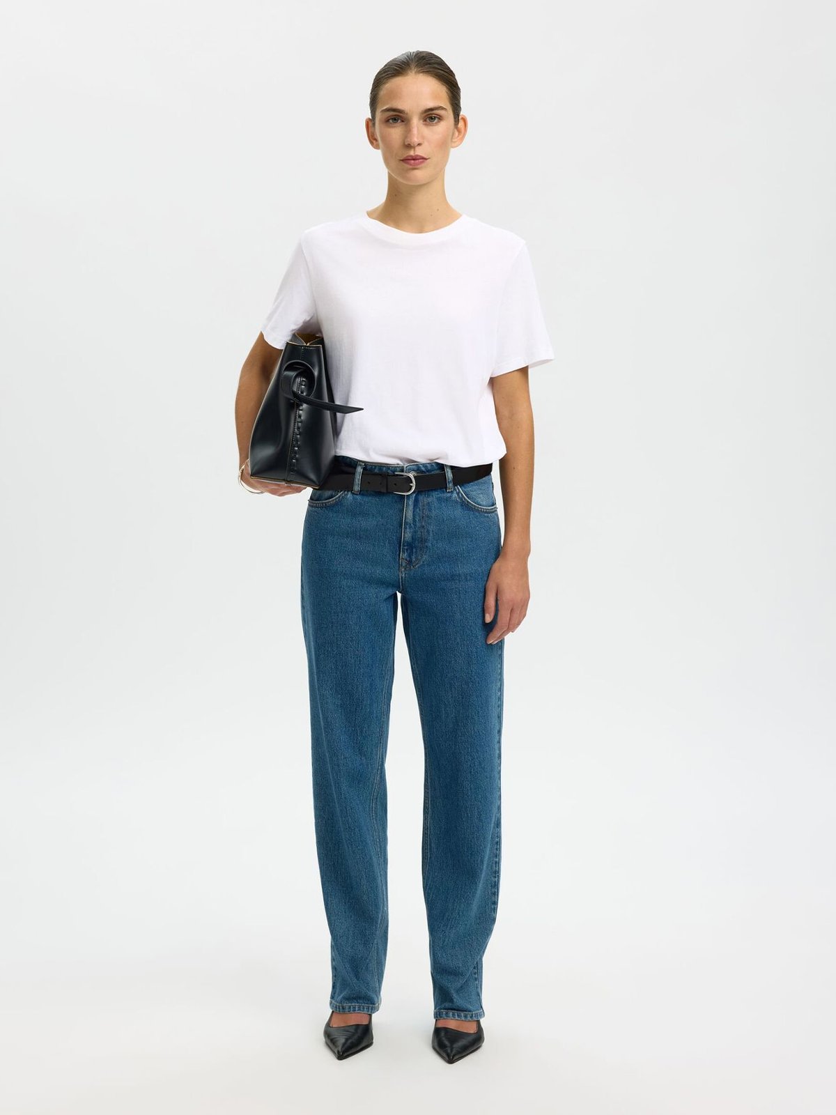 Selected Femme My Essential Short Sleeve O-Neck Tee Bright White