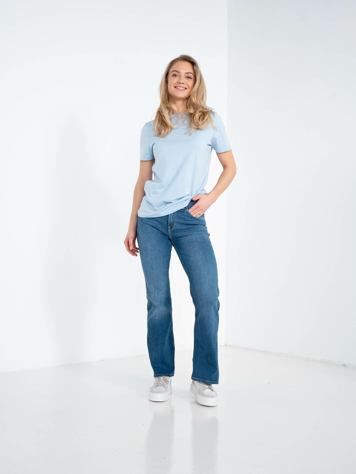 Selected Femme My Essential Short Sleeve O-Neck Tee Cashmere Blue