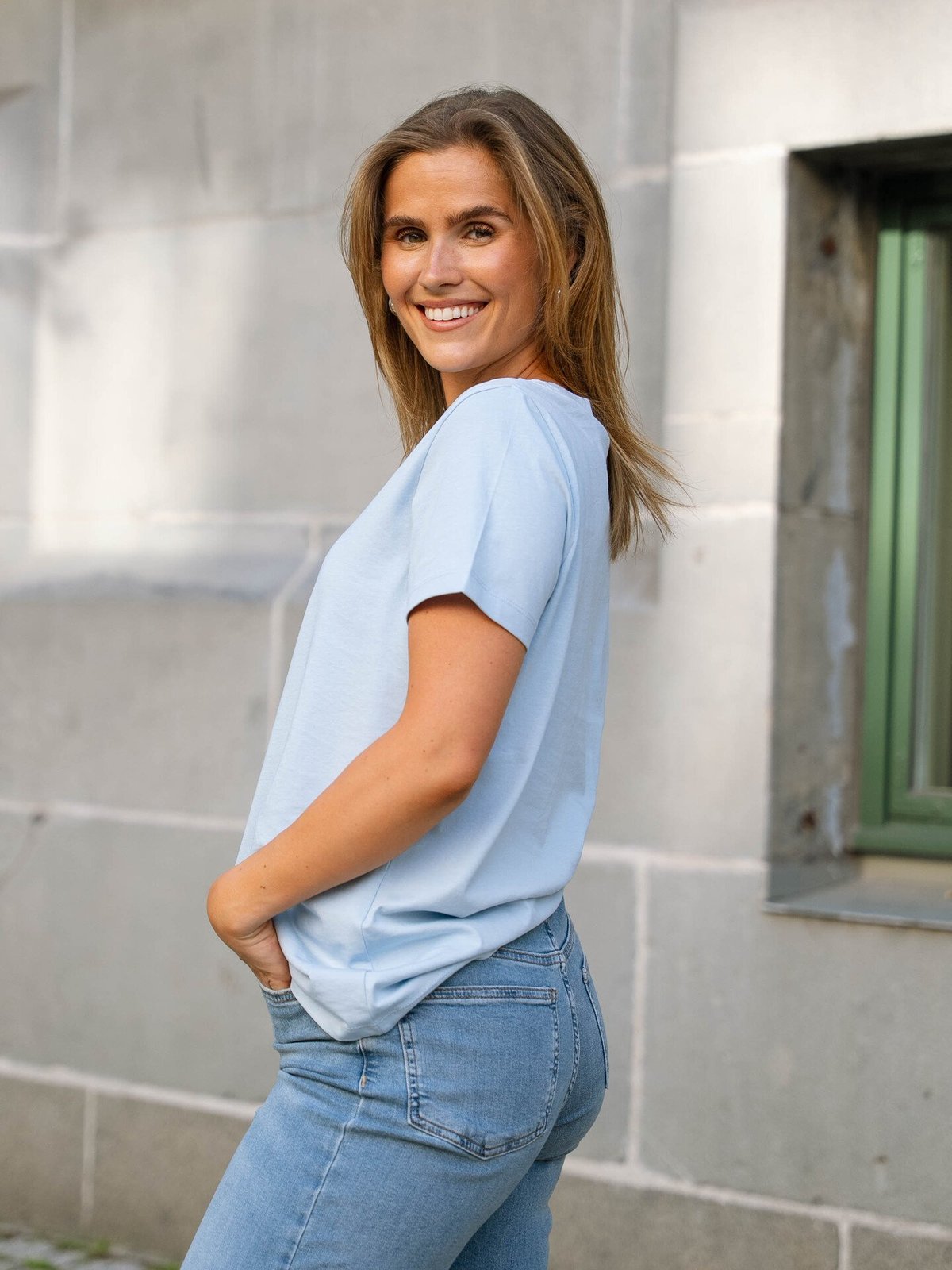 Selected Femme My Essential Short Sleeve O-Neck Tee Cashmere Blue