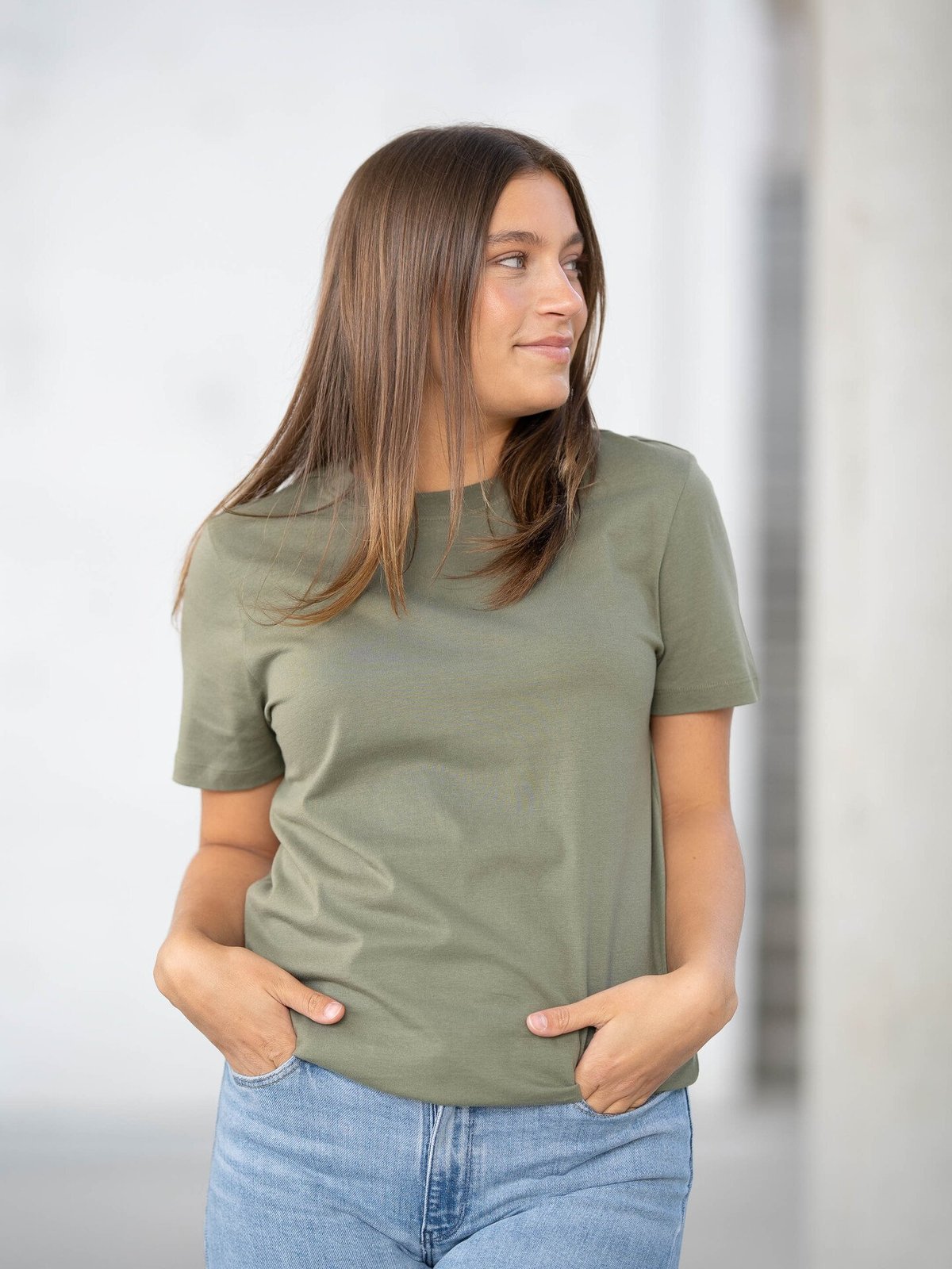 Selected Femme My Essential Short Sleeve O-Neck Tee Olivine