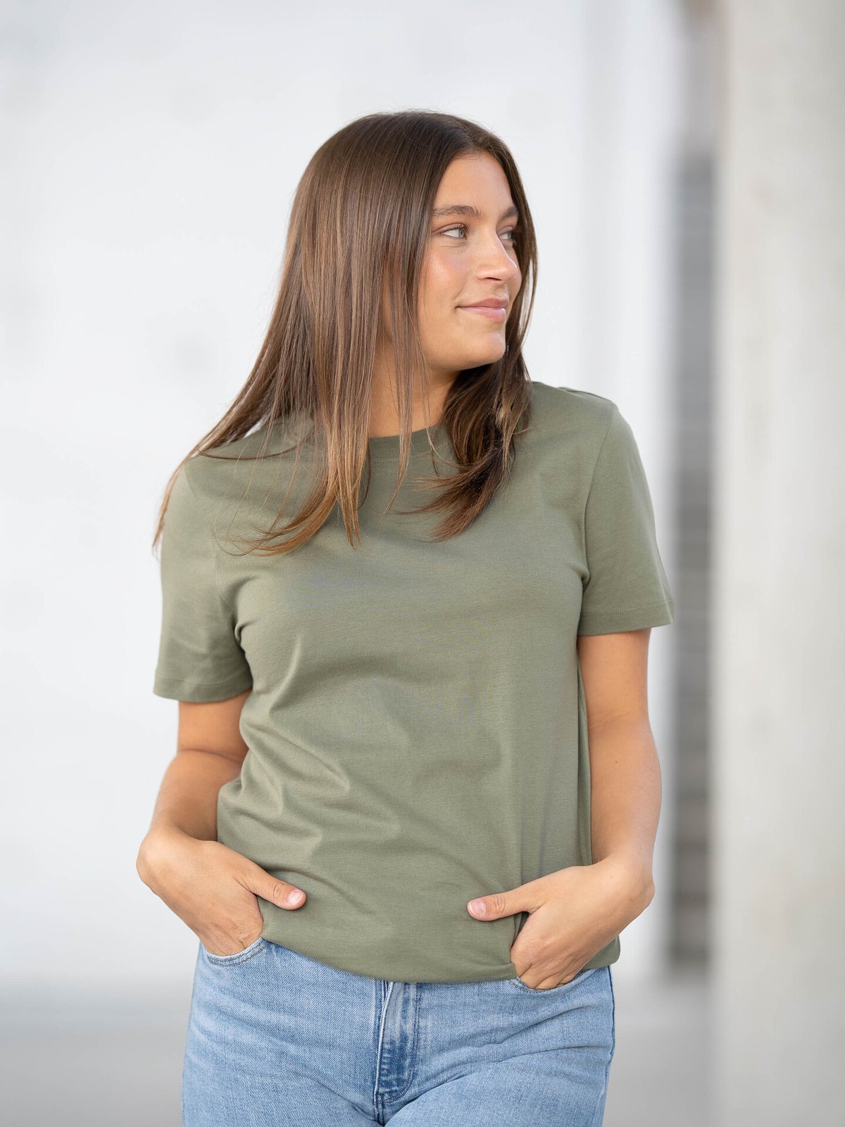 Selected Femme My Essential Short Sleeve O-Neck Tee Olivine