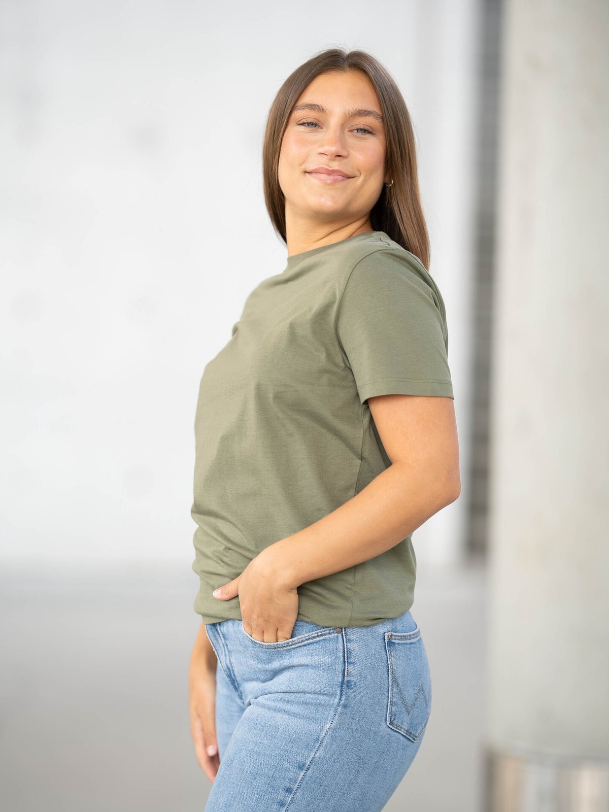 Selected Femme My Essential Short Sleeve O-Neck Tee Olivine