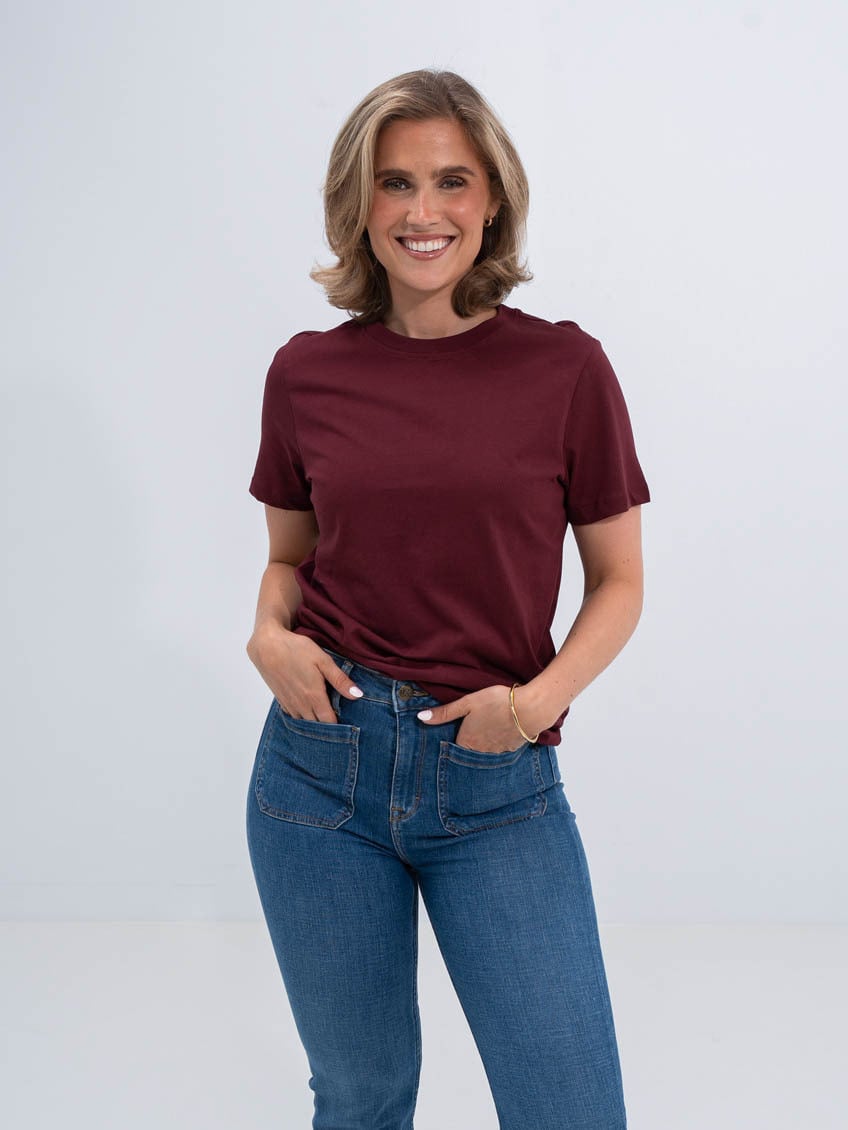 Selected Femme My Essential Short Sleeve O-Neck Tee Tawny Port