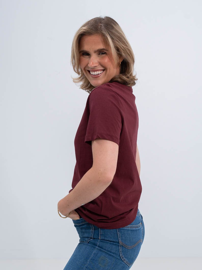 Selected Femme My Essential Short Sleeve O-Neck Tee Tawny Port