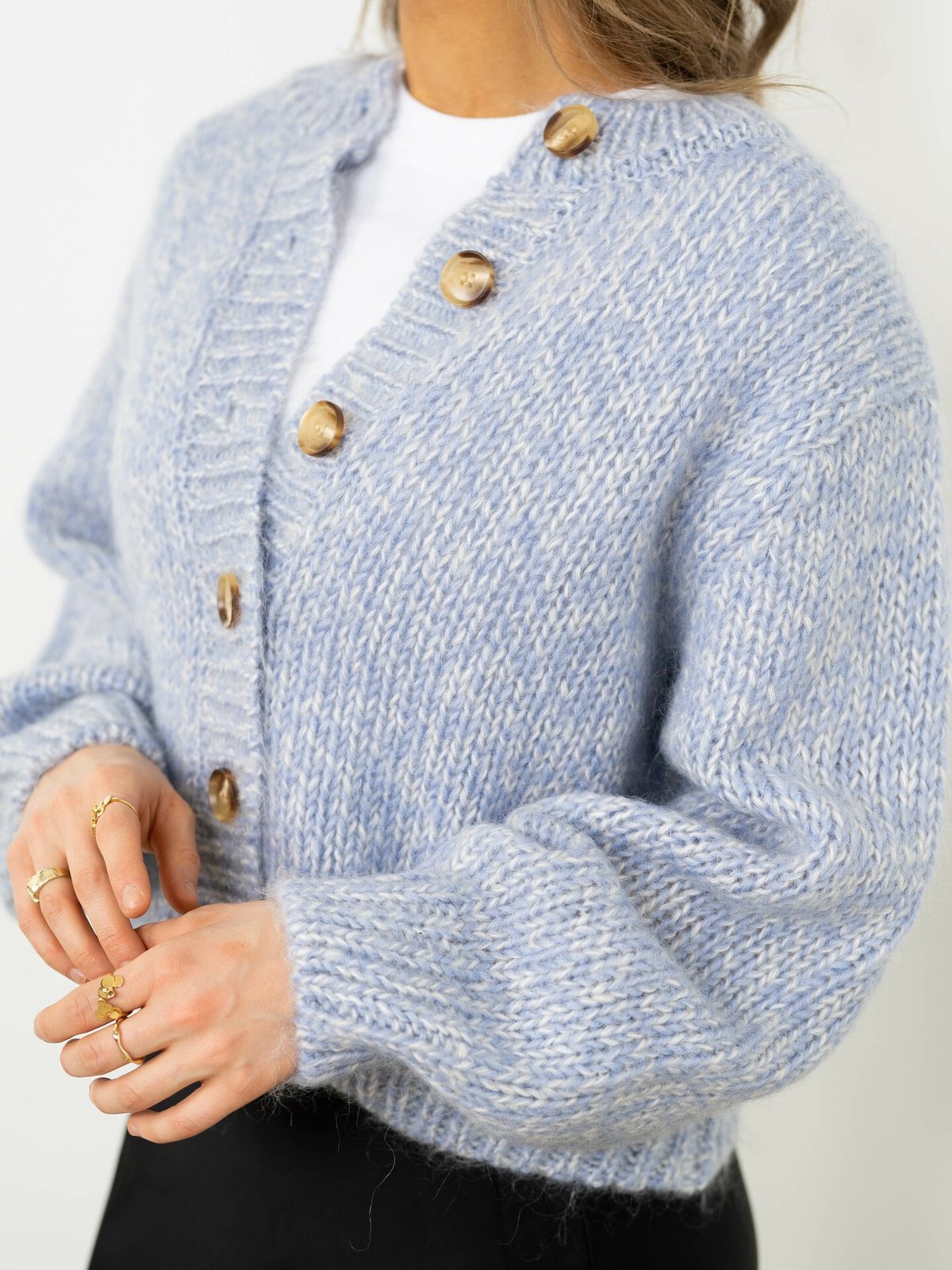 Selected Femme Suanne New Long Sleeve Knit Short Cardigan Blue Heron