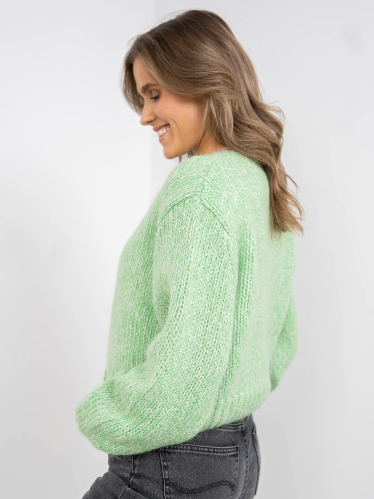 Selected Femme Suanne New Long Sleeve Knit Short Cardigan Absinthe Green with Birch