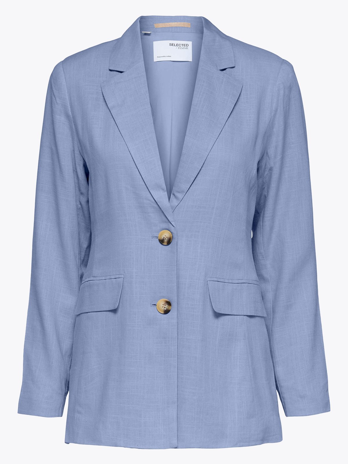 Selected Femme Viva Long Sleeve Blazer Blue Heron