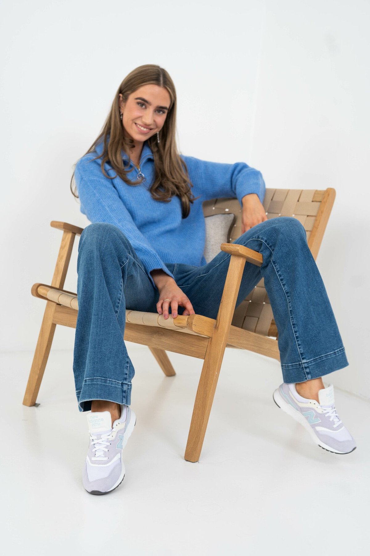 Selected Femme Sia Long Sleeve Knit Half Zipper Ultramarine