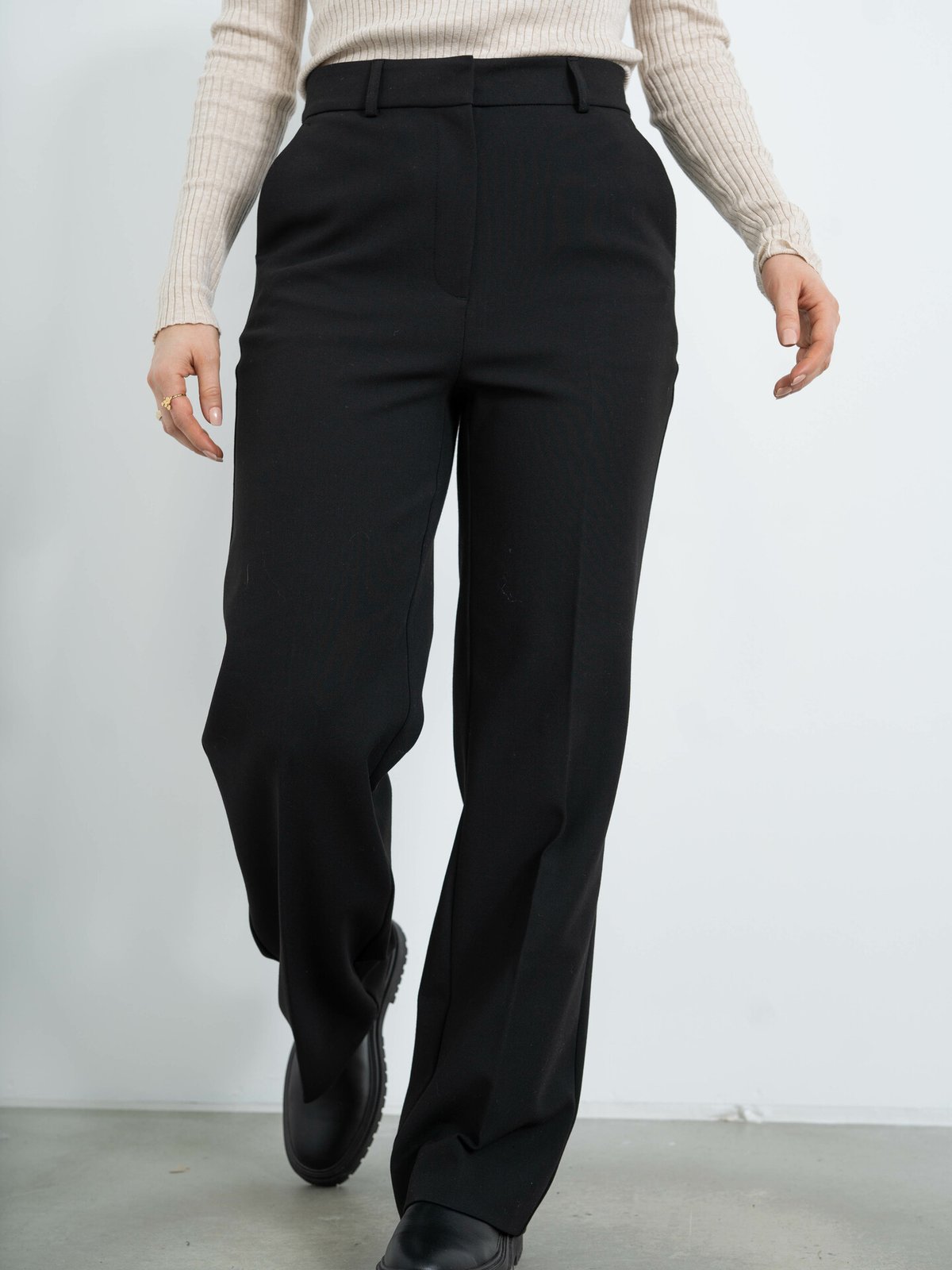 Selected Femme Myla High Waist Wide Pant Black