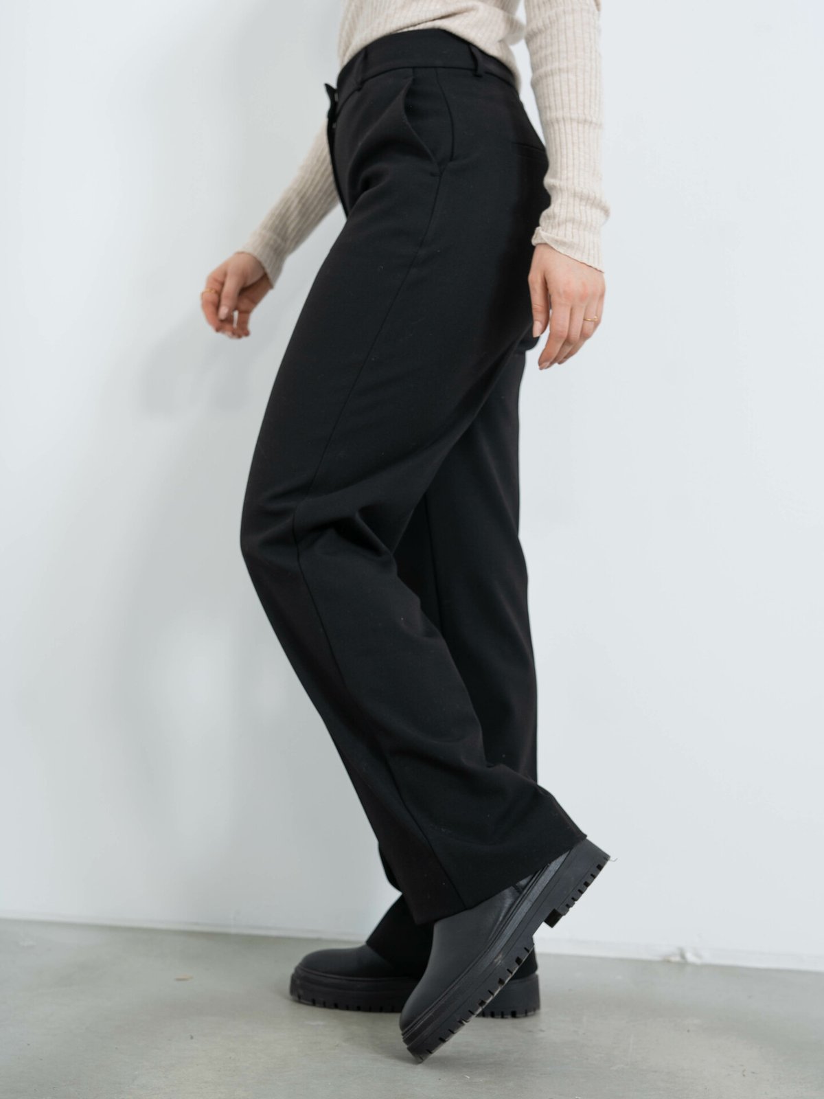 Selected Femme Myla High Waist Wide Pant Black