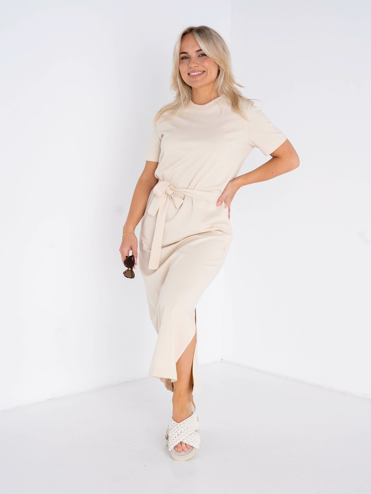 Selected Femme Essential Short Sleeve Ankle Tee Dress Birch