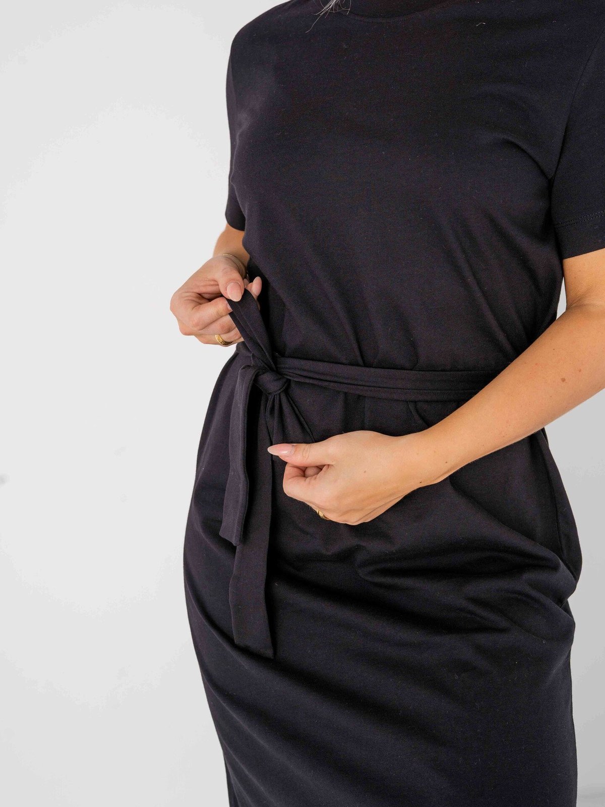 Selected Femme Essential Short Sleeve Ankle Tee Dress Black