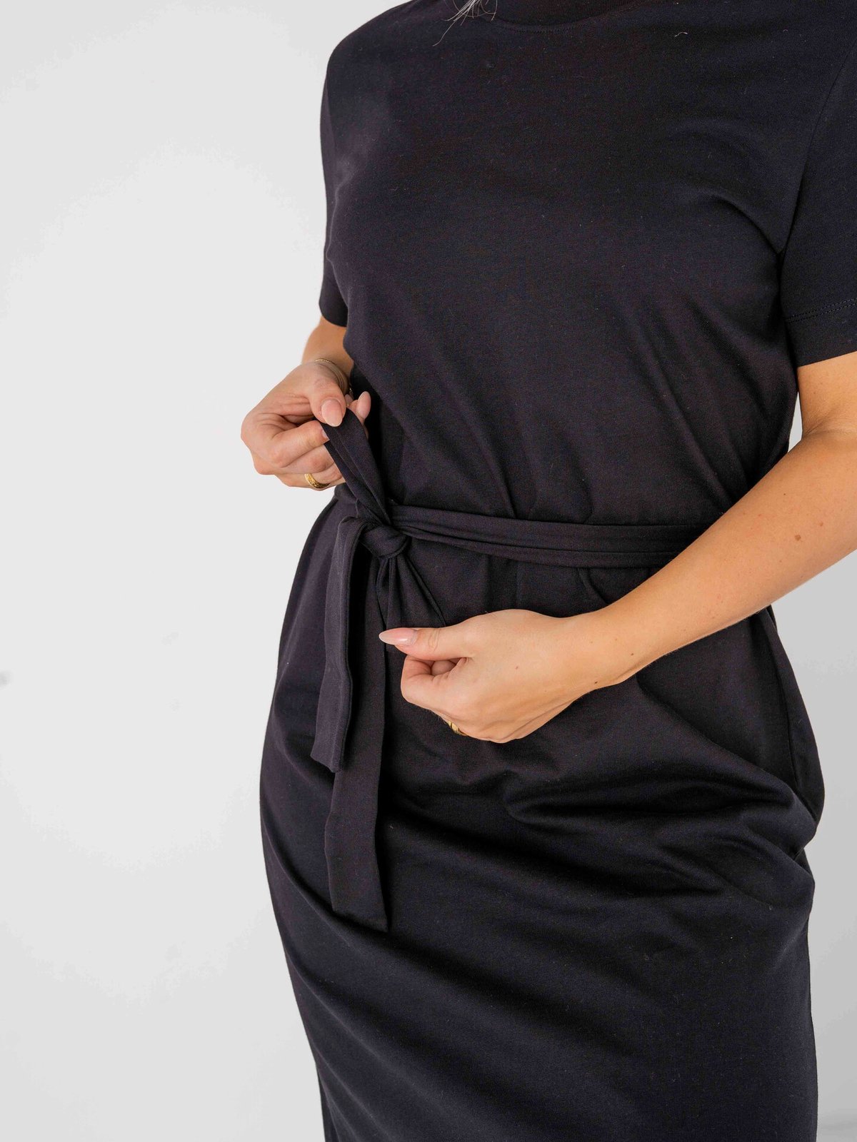 Selected Femme Essential Short Sleeve Ankle Tee Dress Black