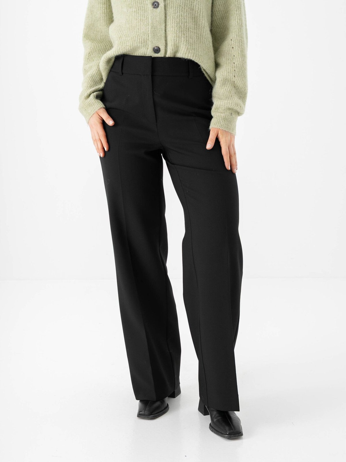 Selected Femme Rita Mid Waist Wide Pant Black