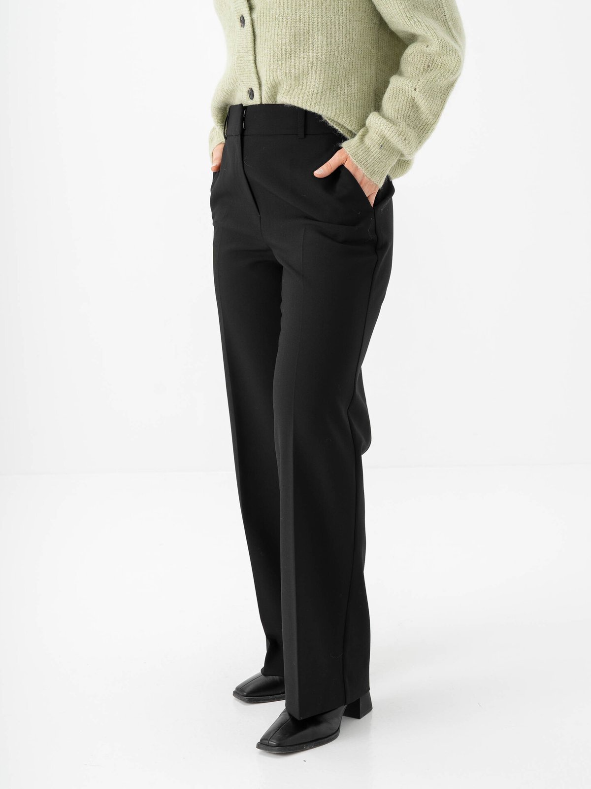 Selected Femme Rita Mid Waist Wide Pant Black