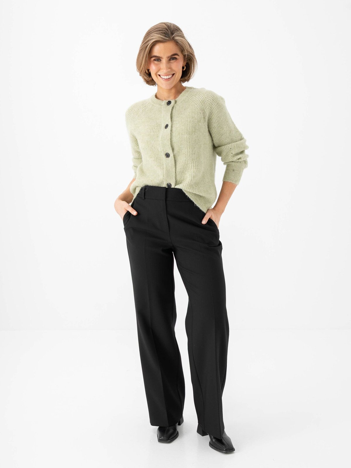 Selected Femme Rita Mid Waist Wide Pant Black