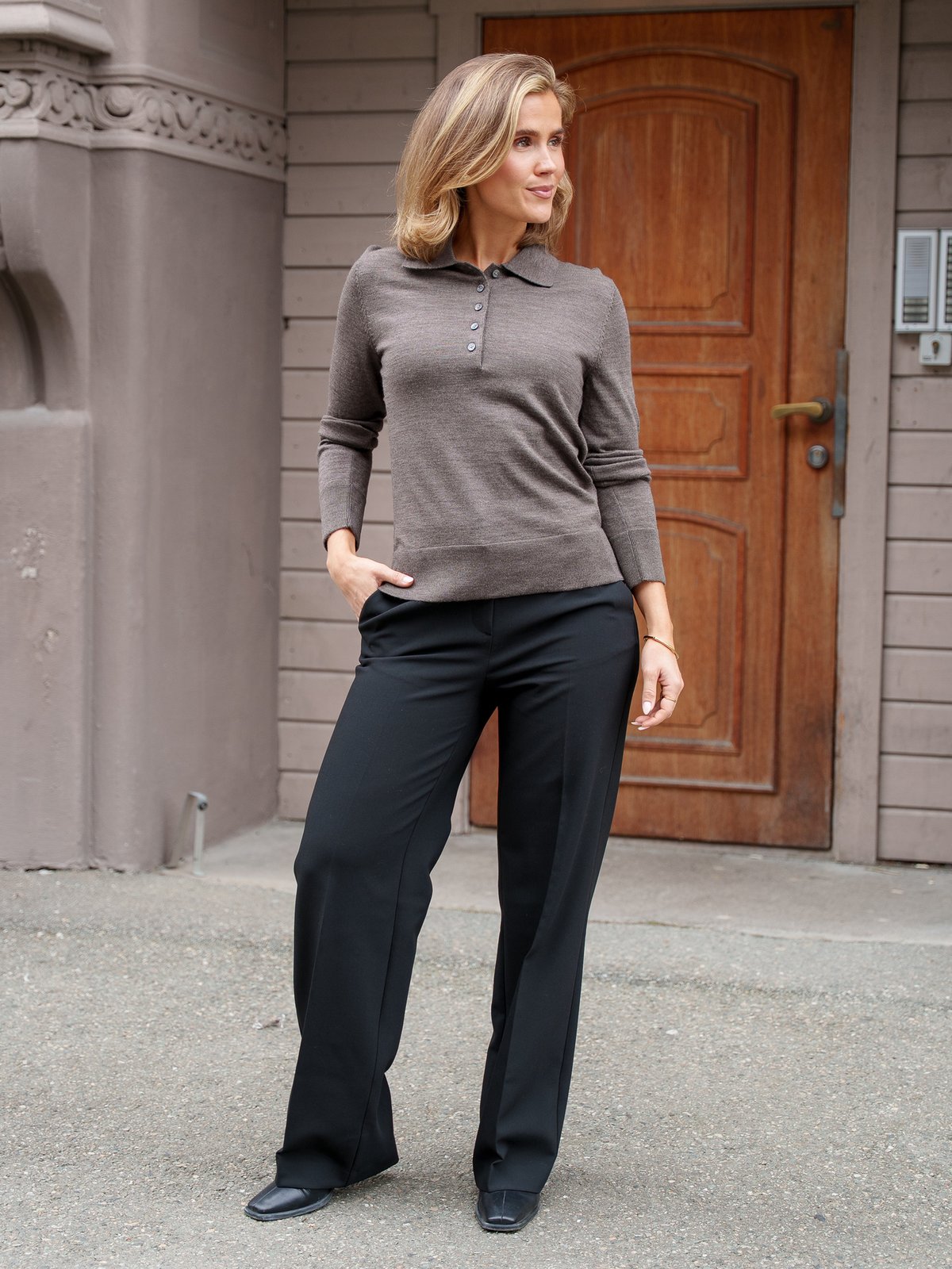 Selected Femme Rita Mid Waist Wide Pant Black