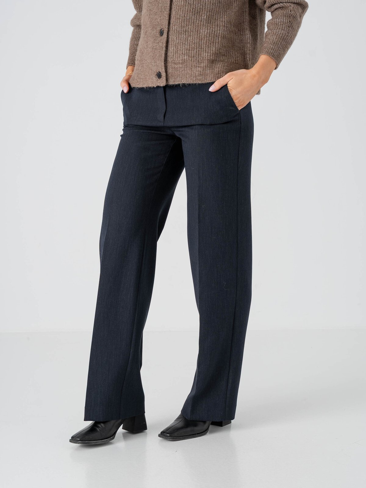 Selected Femme Rita Mid Waist Wide Pant Dark Sapphire Melange