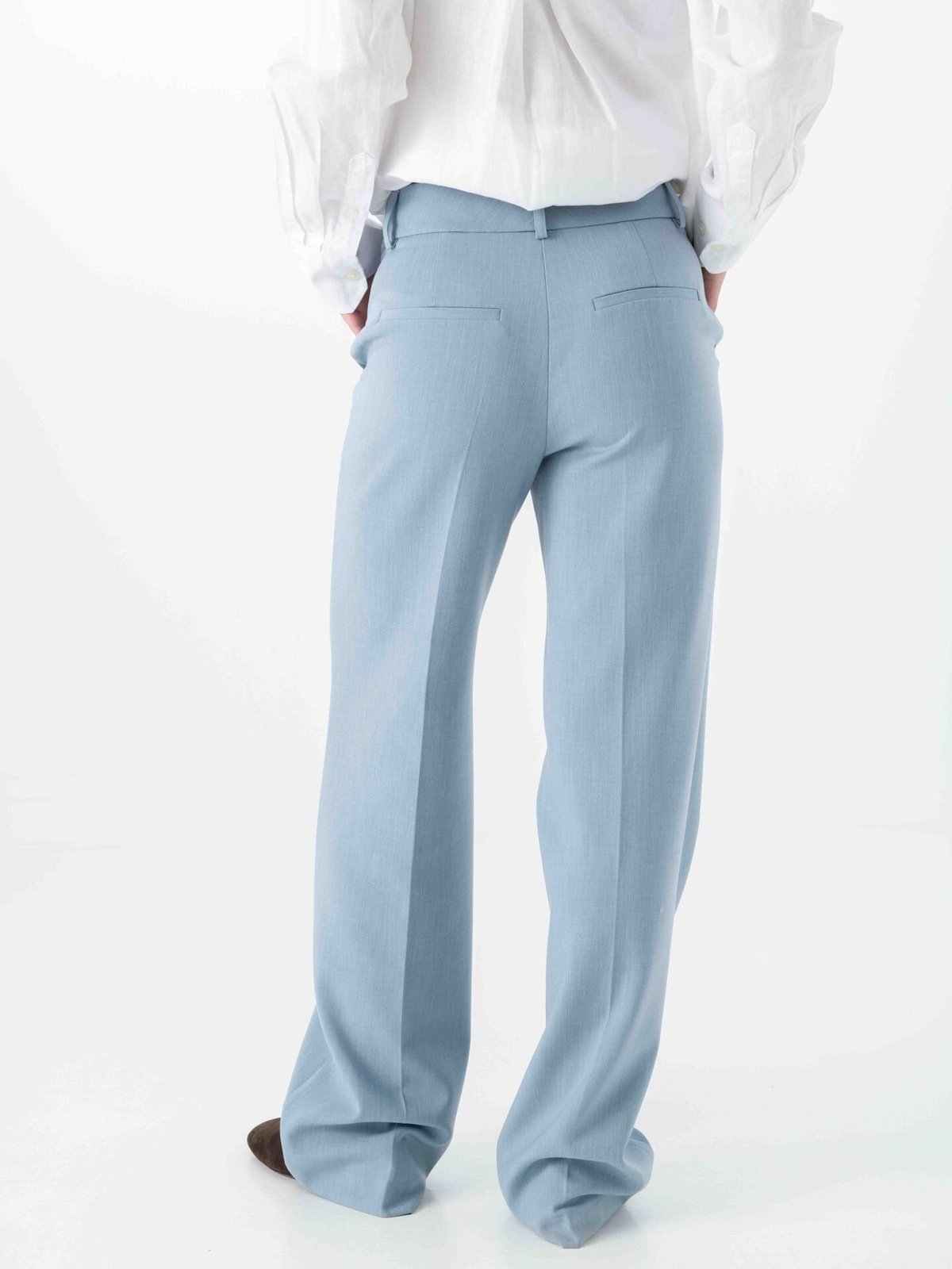 Selected Femme Rita Mid Waist Wide Pant Dusty Blue Melange