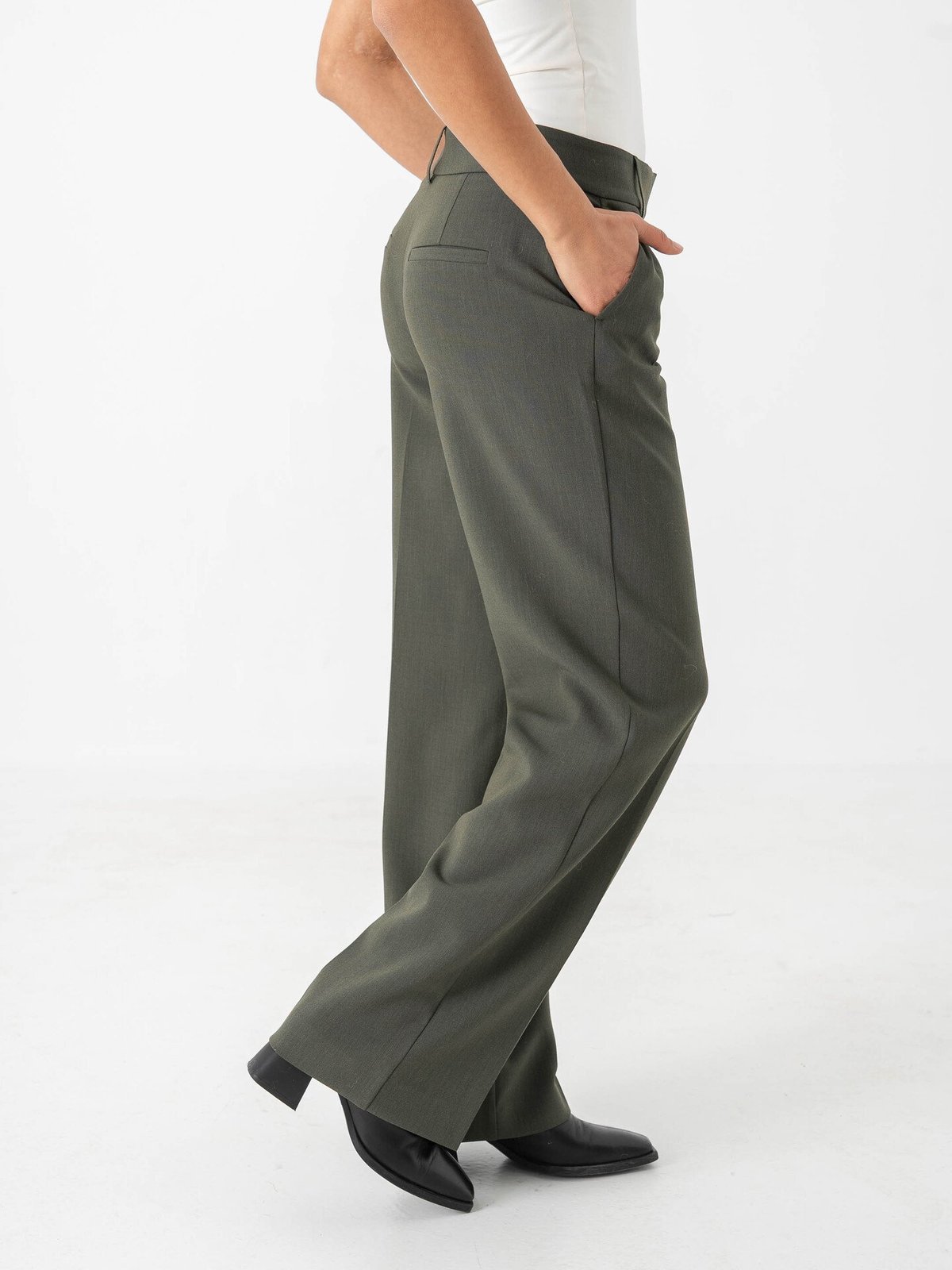 Selected Femme Rita Mid Waist Wide Pant Deep Depths MELANGE