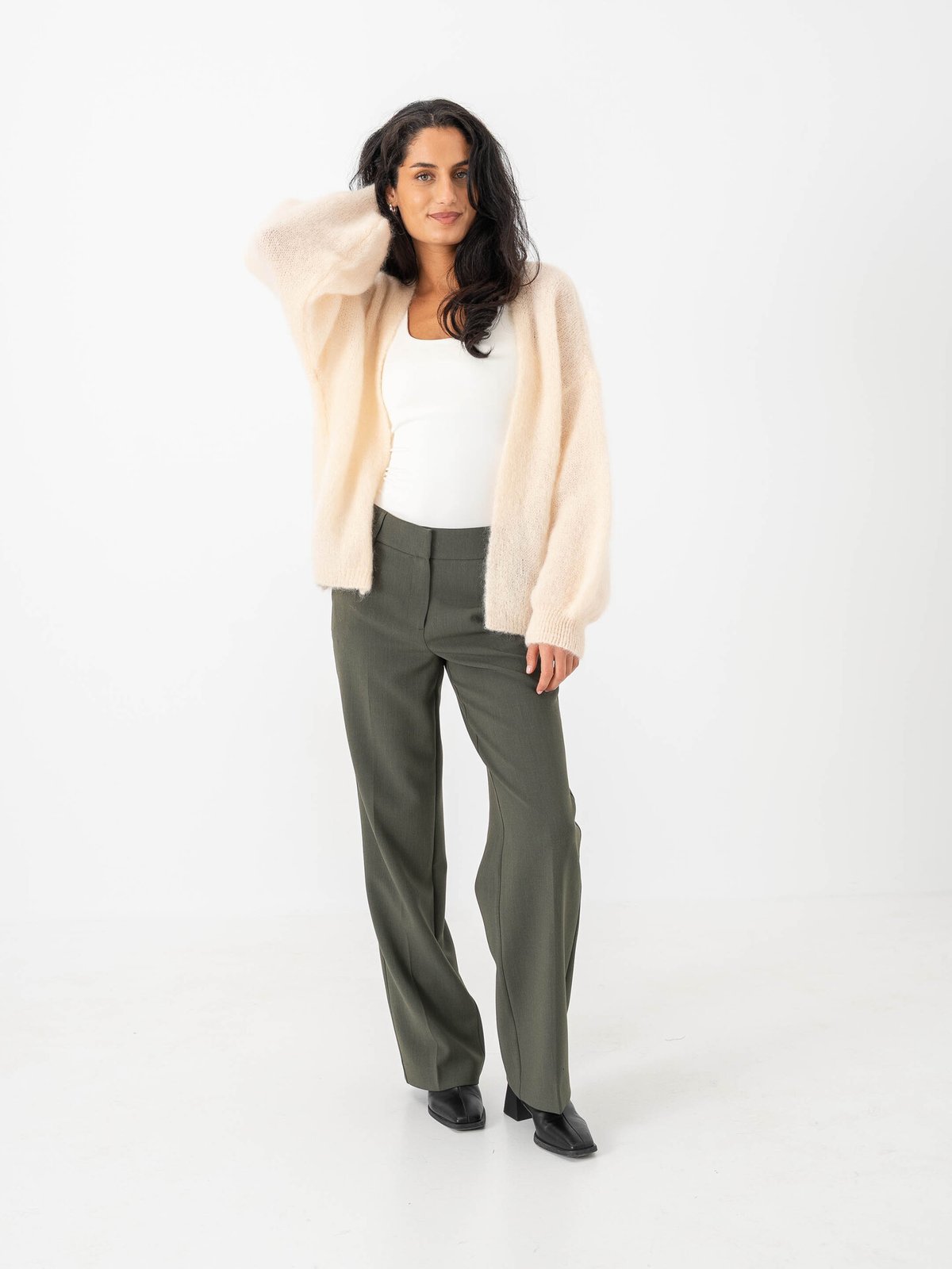 Selected Femme Rita Mid Waist Wide Pant Deep Depths MELANGE