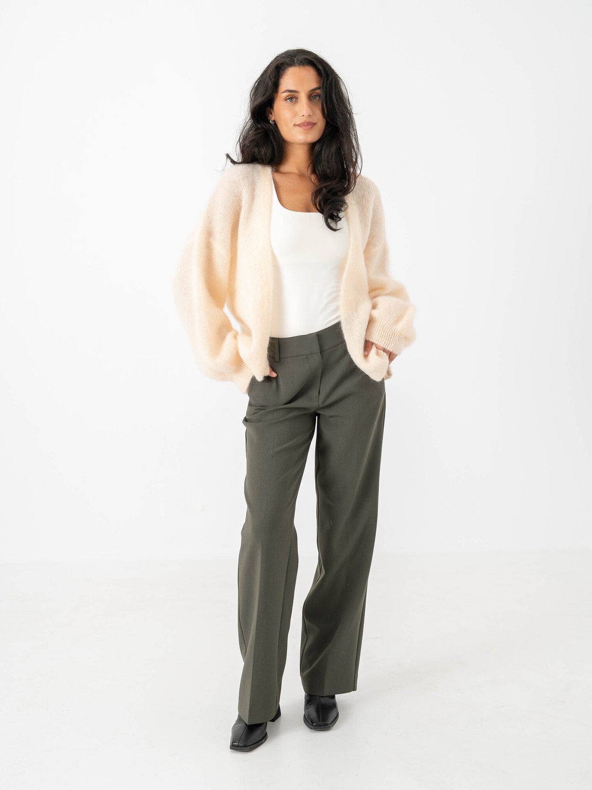 Selected Femme Rita Mid Waist Wide Pant Deep Depths MELANGE