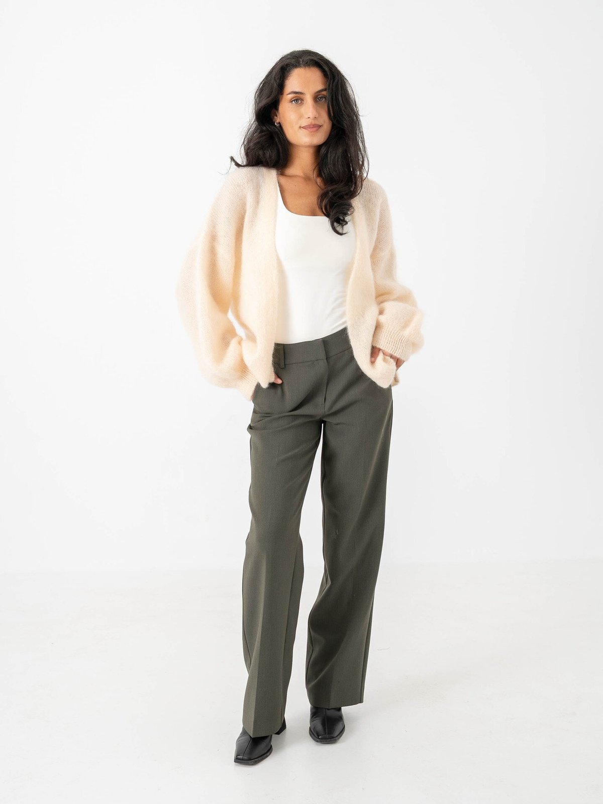 Selected Femme Rita Mid Waist Wide Pant Deep Depths MELANGE