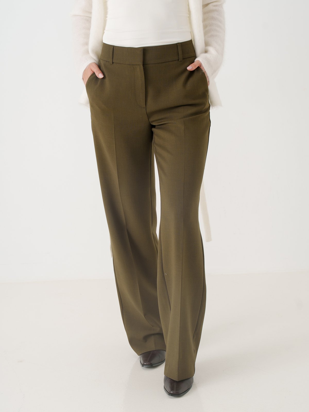 Selected Femme Rita Mid Waist Wide Pant Fir Green