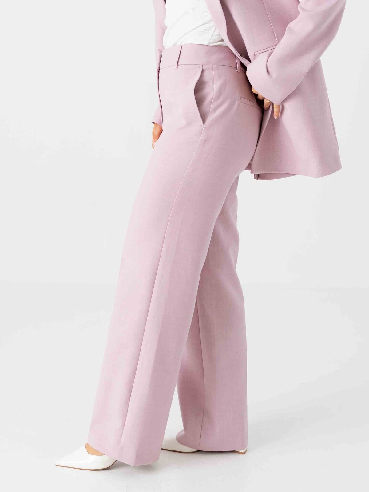Selected Femme Rita Mid Waist Wide Pant Bleached Mauve Melange