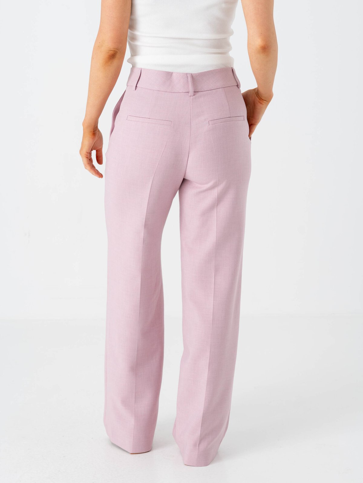 Selected Femme Rita Mid Waist Wide Pant Bleached Mauve Melange