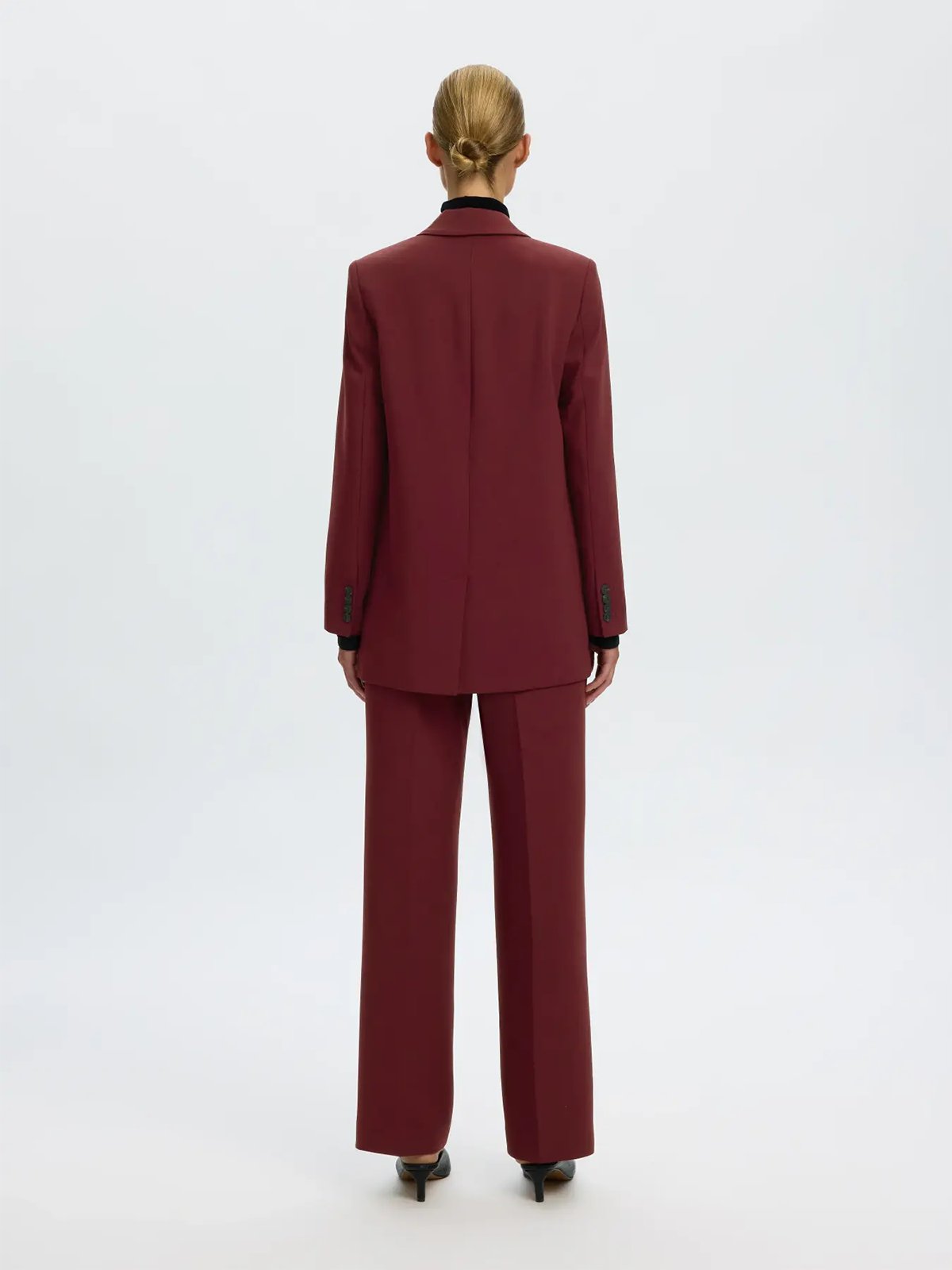 Selected Femme Rita Mid Waist Wide Pant Tawny Port Melange